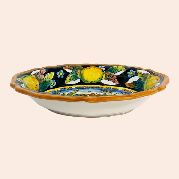 SMALL OVAL SCALLOPED TRAY CM.25LX19WX5H, PAESAGGIO LIMONI